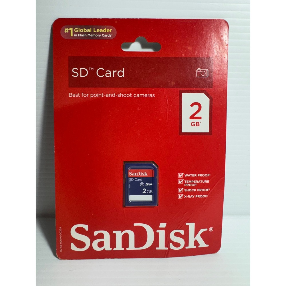 New SanDisk 2GB SD Card Class 2 Secure Digital Camera Memory Wii Factory Sealed